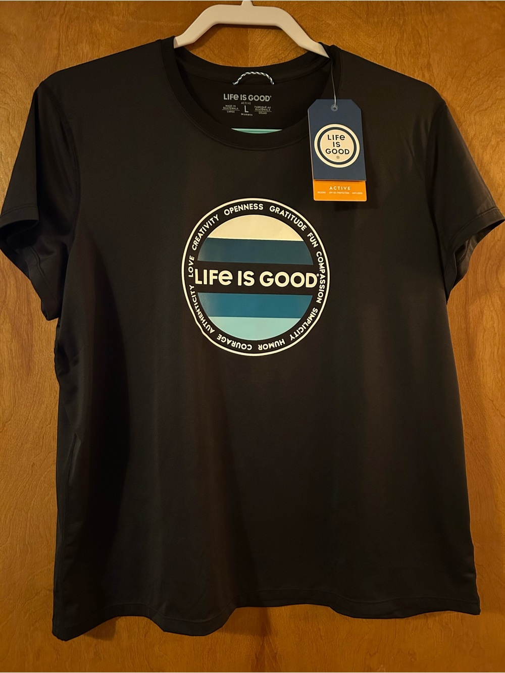 Life is Good Women’s Black Graphic Tee - 'Life Is Good' Logo